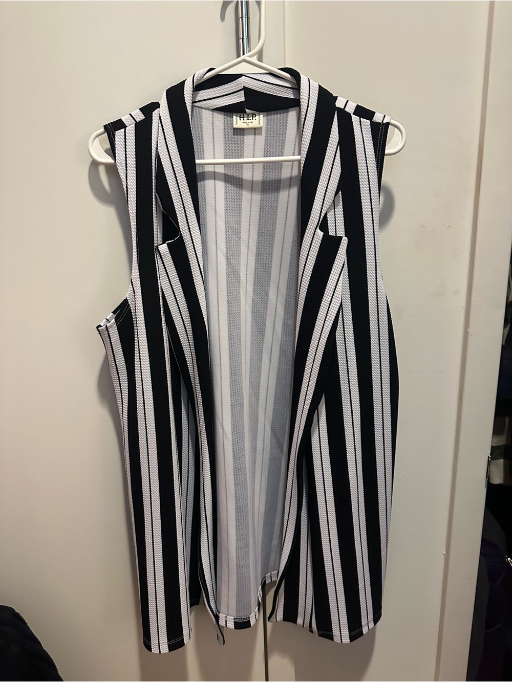 h.i.p. Black and White Striped Sleeveless Vest